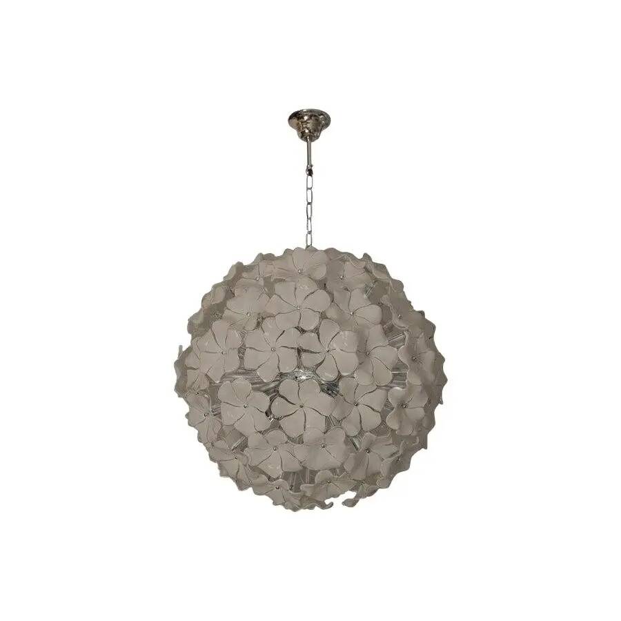 Venetian Beige Flowers Murano Glass Sputnik Chandelier
