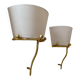 Pair of vintage wall lights, solid brass and ecru fabric, France 1980