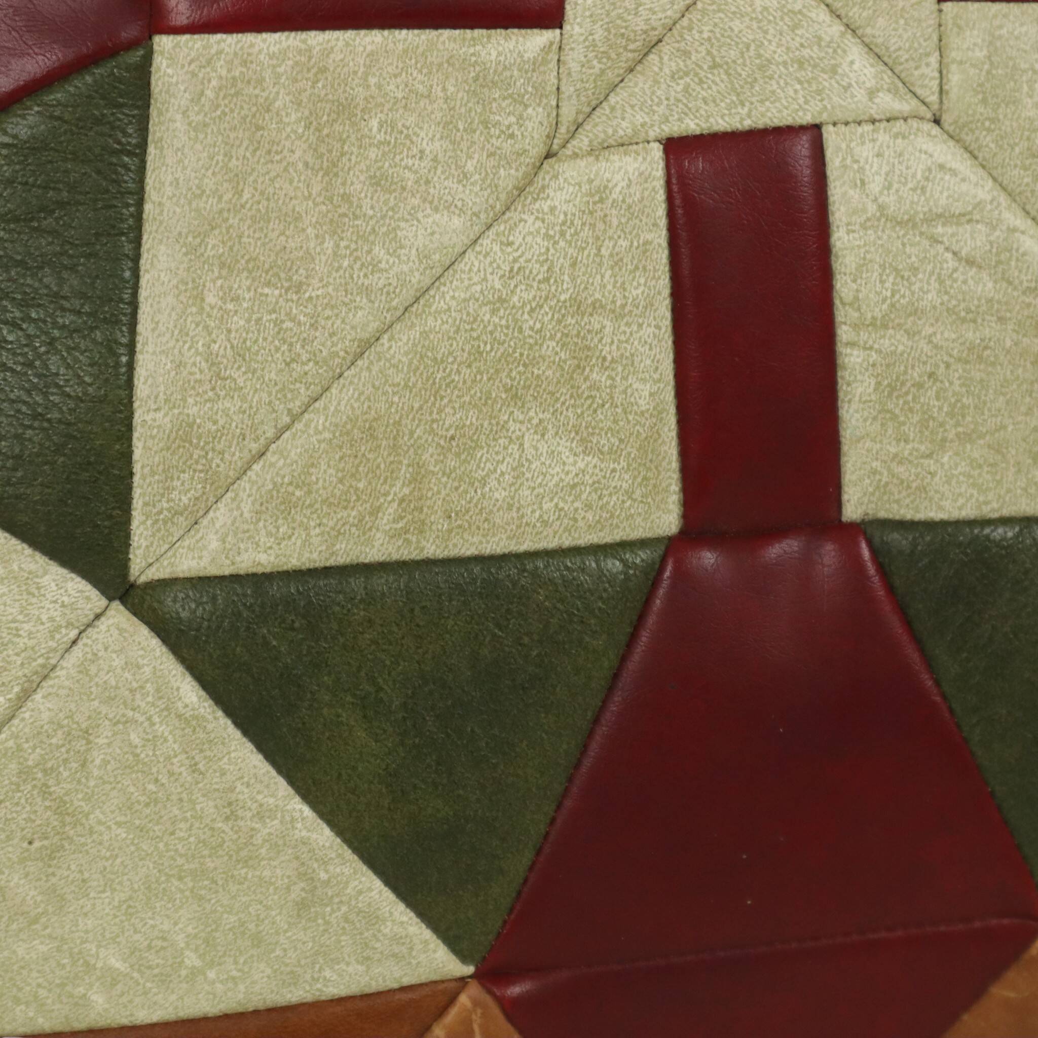 Vintage Patchwork Cushion Diamond Pattern Faux Leather 45cm