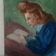 Table oil on cardboard woman elongated years 40-50