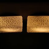 1970s Pair of Milky Glass Square Ceiling Lights, Czechoslovakia