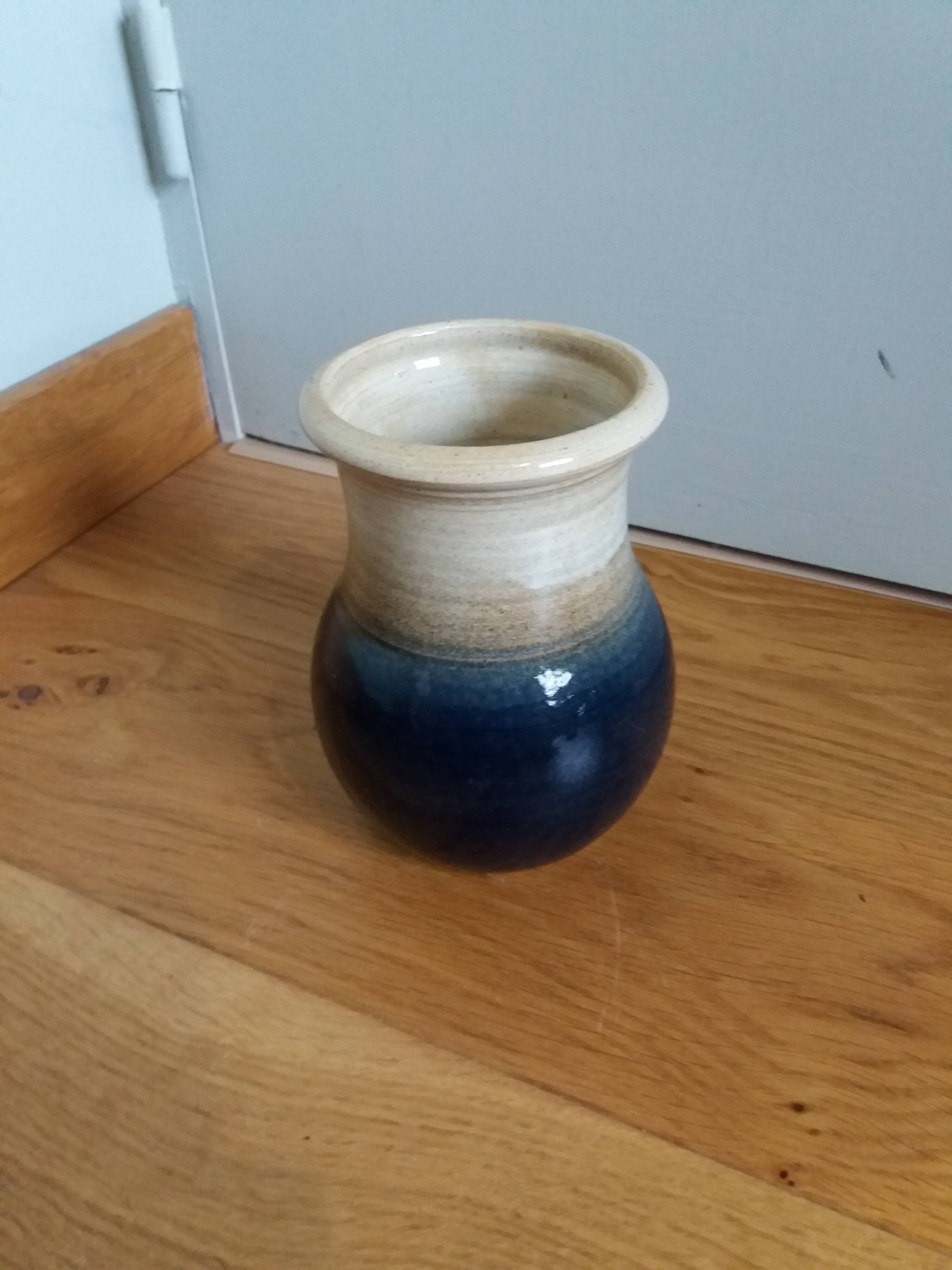 Handcrafted stoneware vase signed Eric Pepin