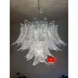 Glass Chandelier "Felce" in Clear Color Italian