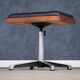 Teak Swivel Stool with Black Leather Seat, 1960s