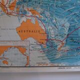 Old school map of geography oceans and seas Hatier Vallaux n°26