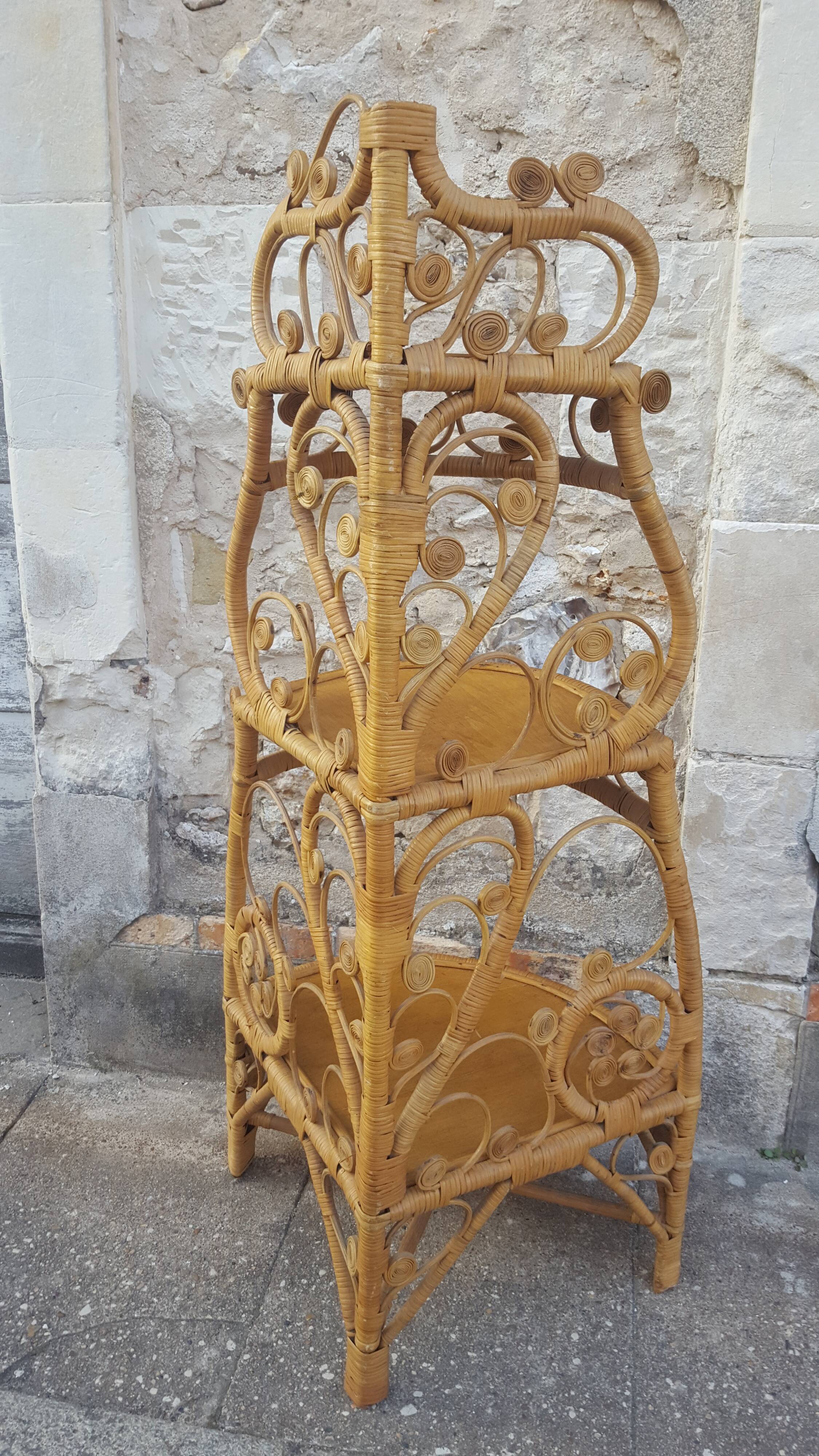 Vintage rattan notch shelf