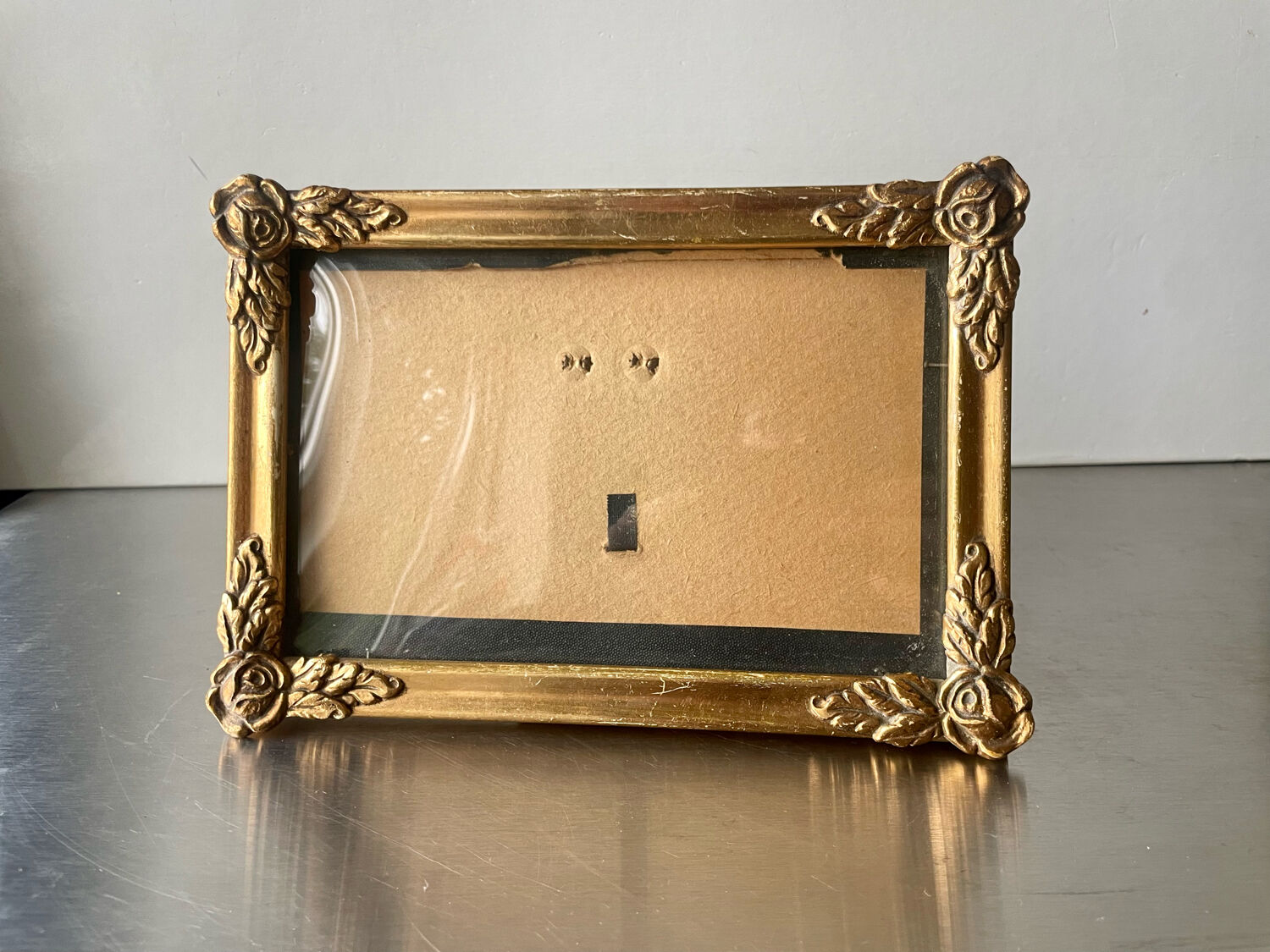 Antique art nouveau frame gilded wood measurements 20 cm x 14 cm convex glass