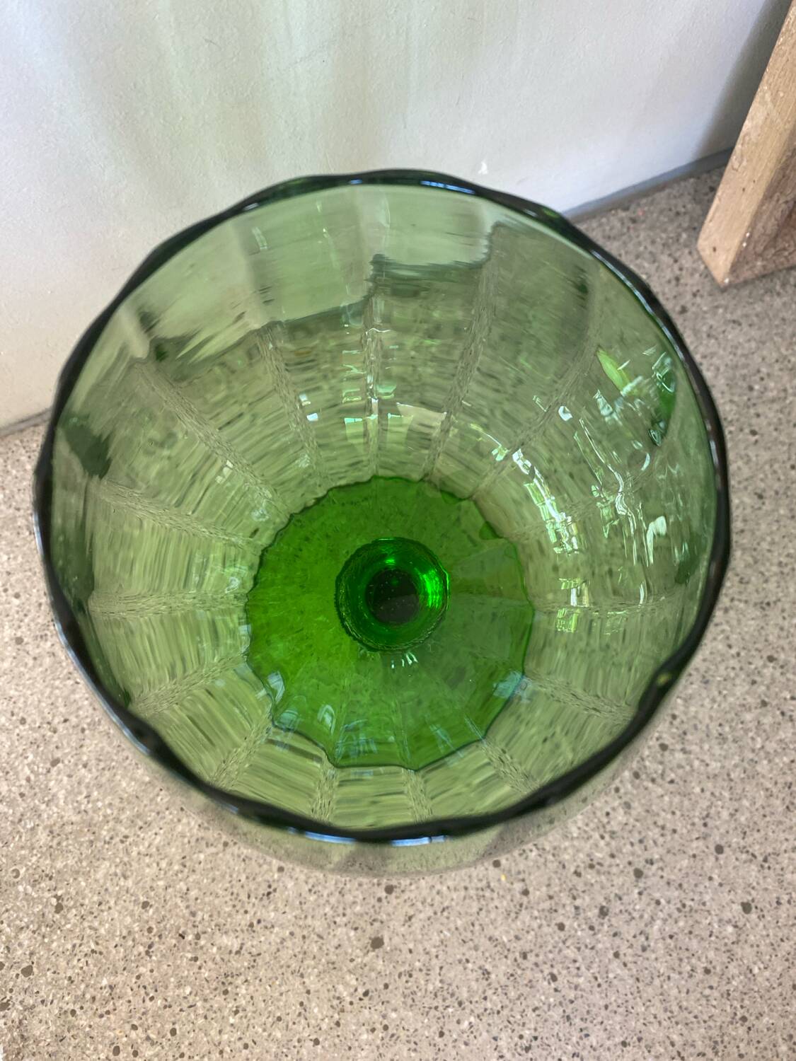 Green blown glass vase