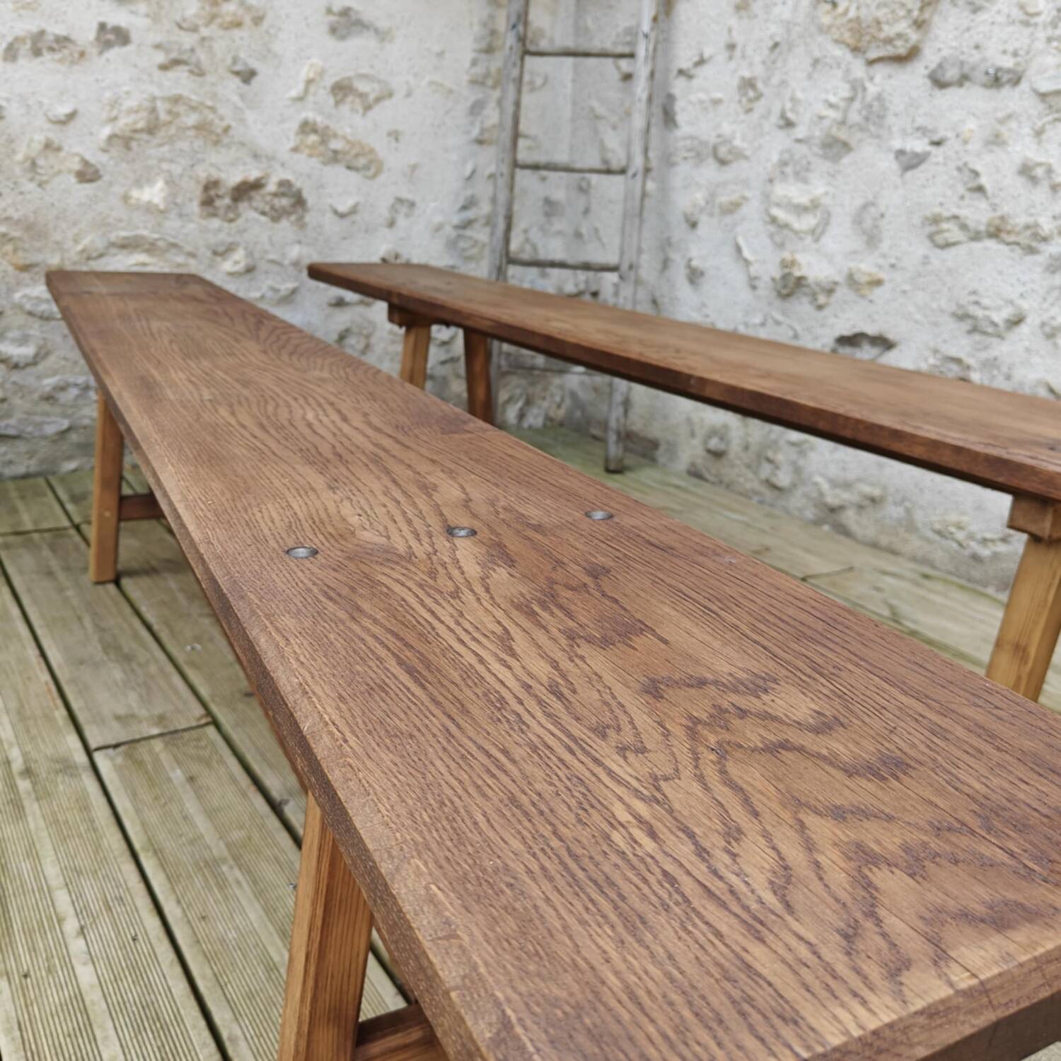 Pair of oak benches
