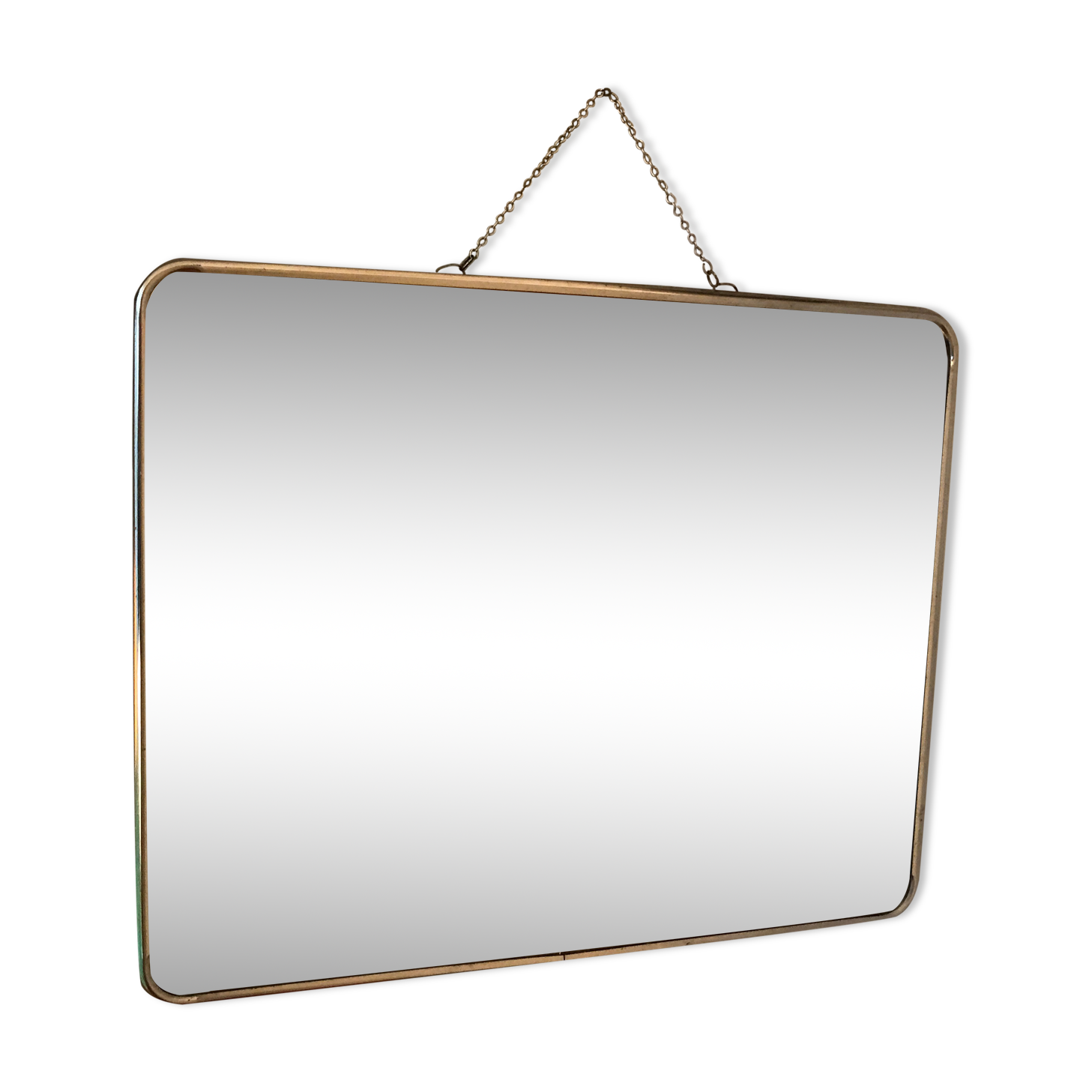Barber mirror 30 x 24 chrome with vintage chain 1960 60