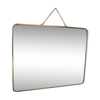 Barber mirror 30 x 24 chrome with vintage chain 1960 60