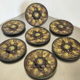 7 assiettes à huitres, vintage Vallauris Marius Giuge.