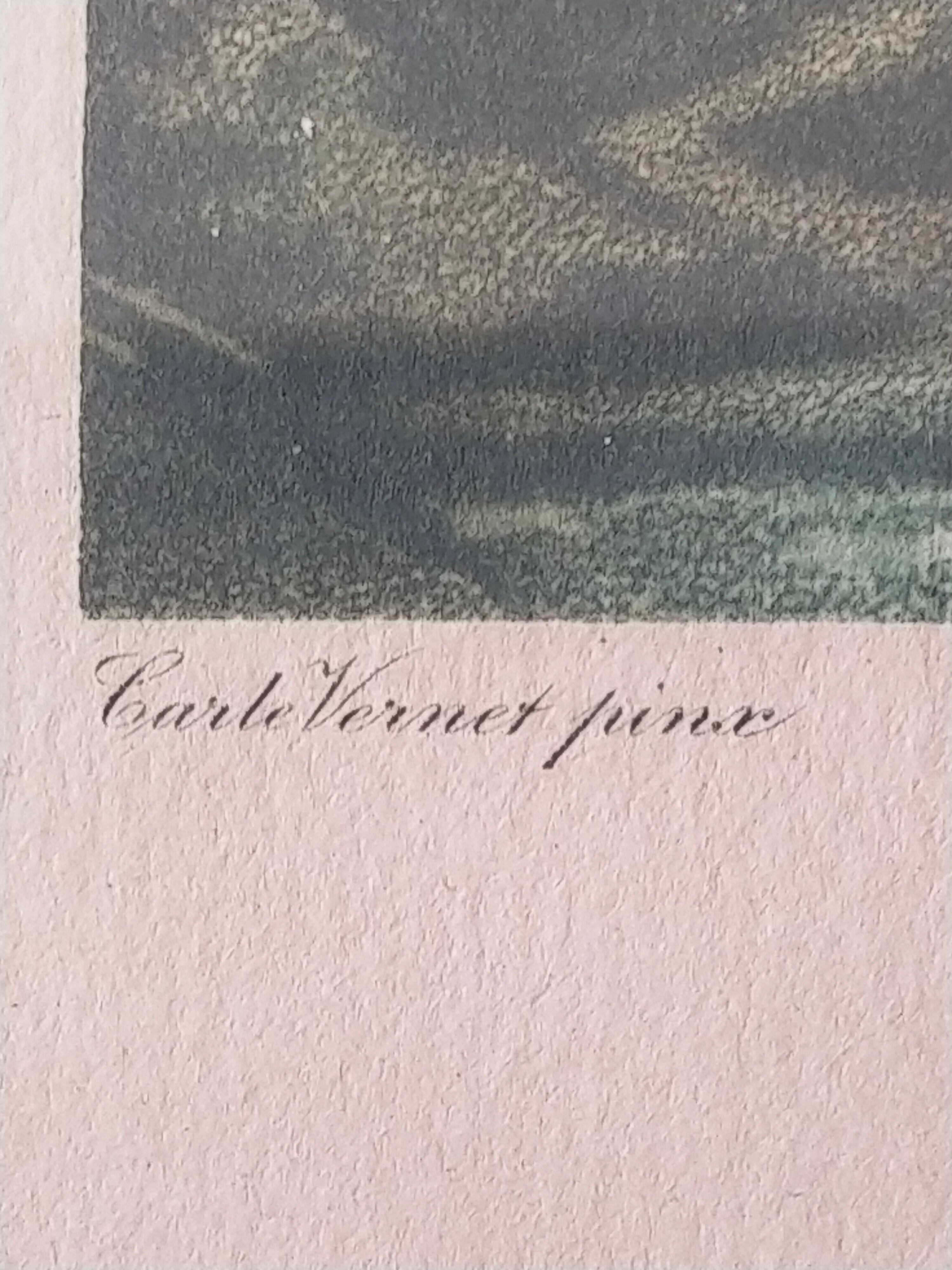 Table engraving carle vernet (1758-1836) the hunt engraved by debucourt