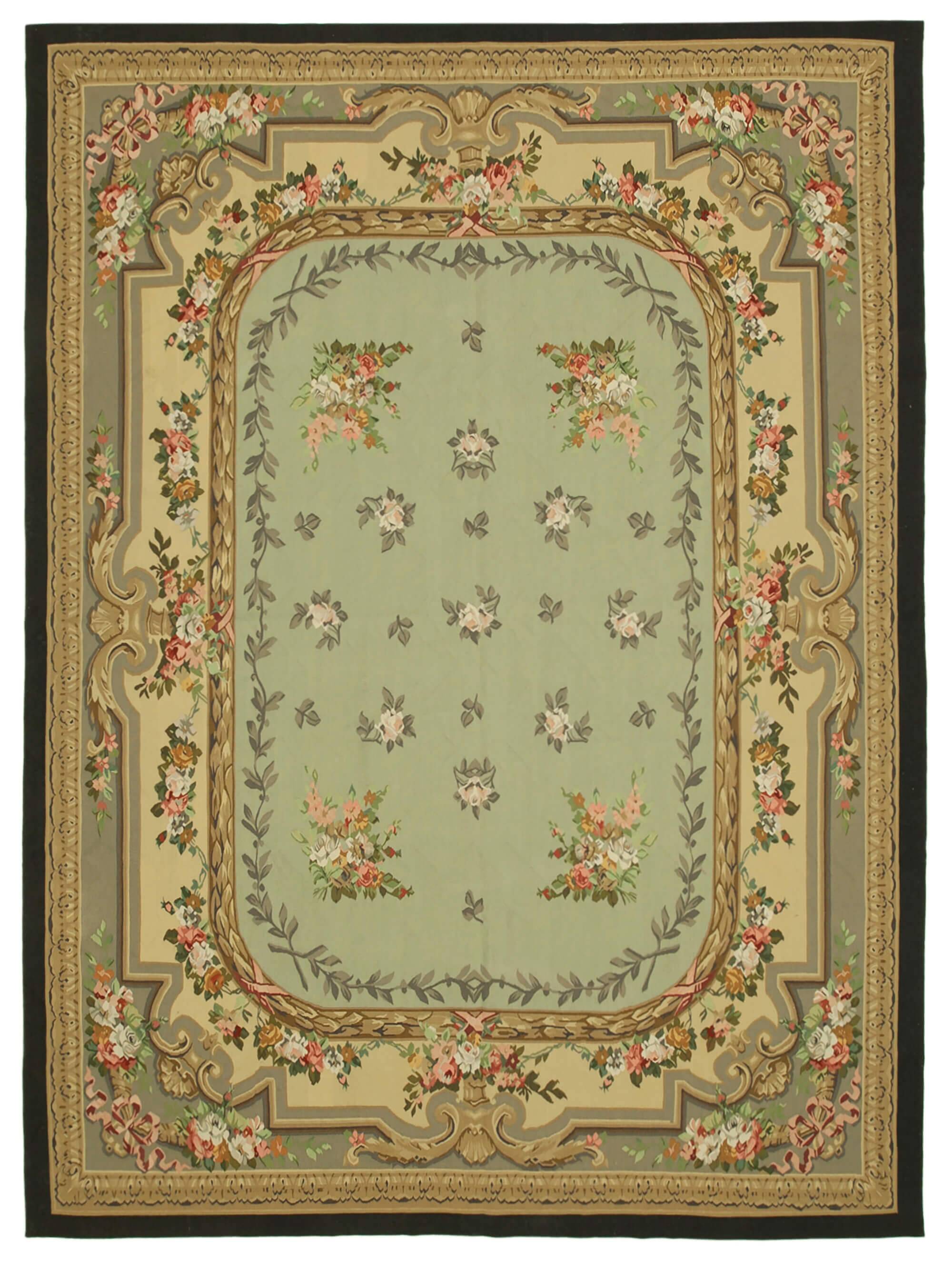 Handmade European Vintage Aubusson Kilim 268 cm x 363 cm