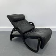 Sinus lying leather black chair from westnofa, 1970s