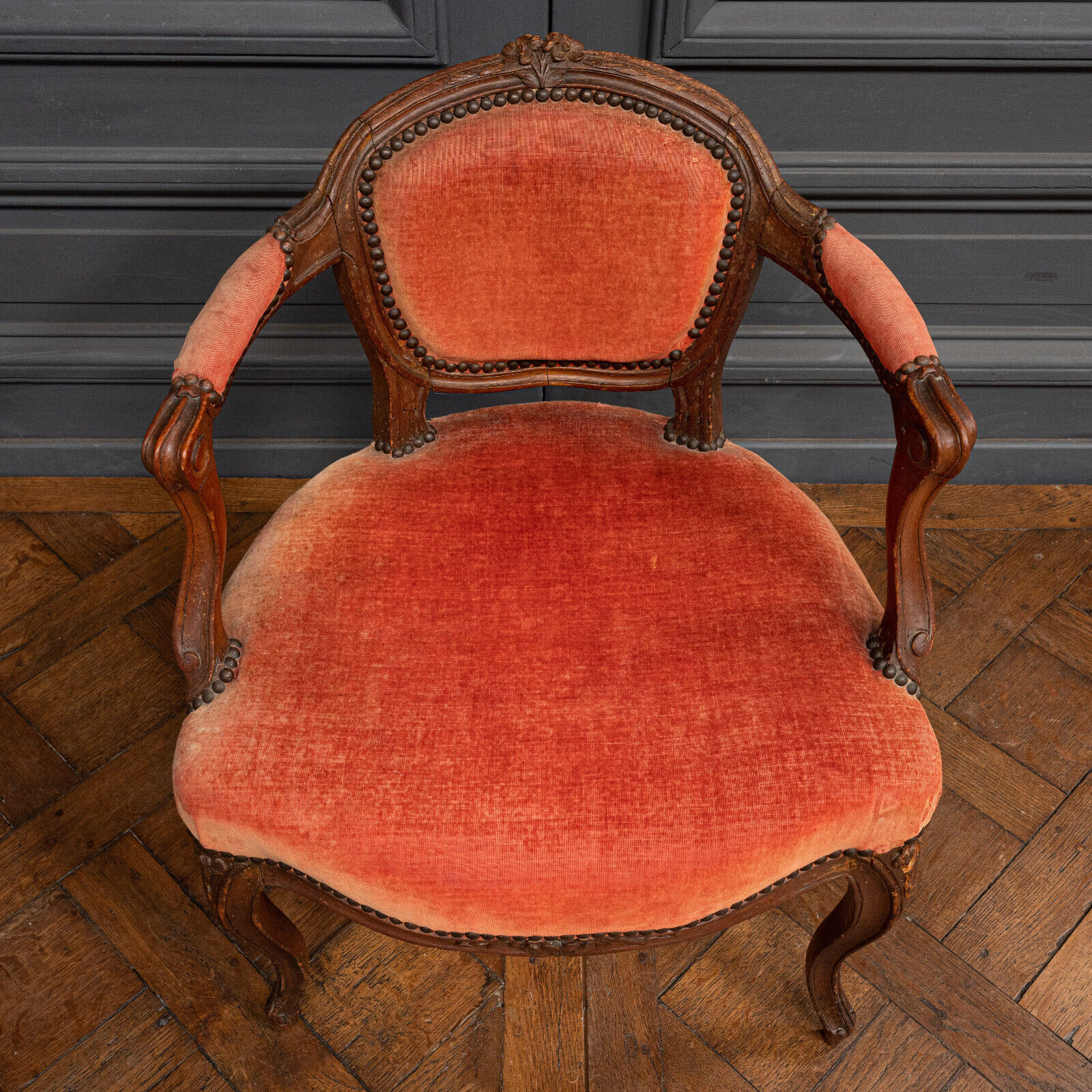 Small convertible armchair Louis XV style late nineteenth velvet