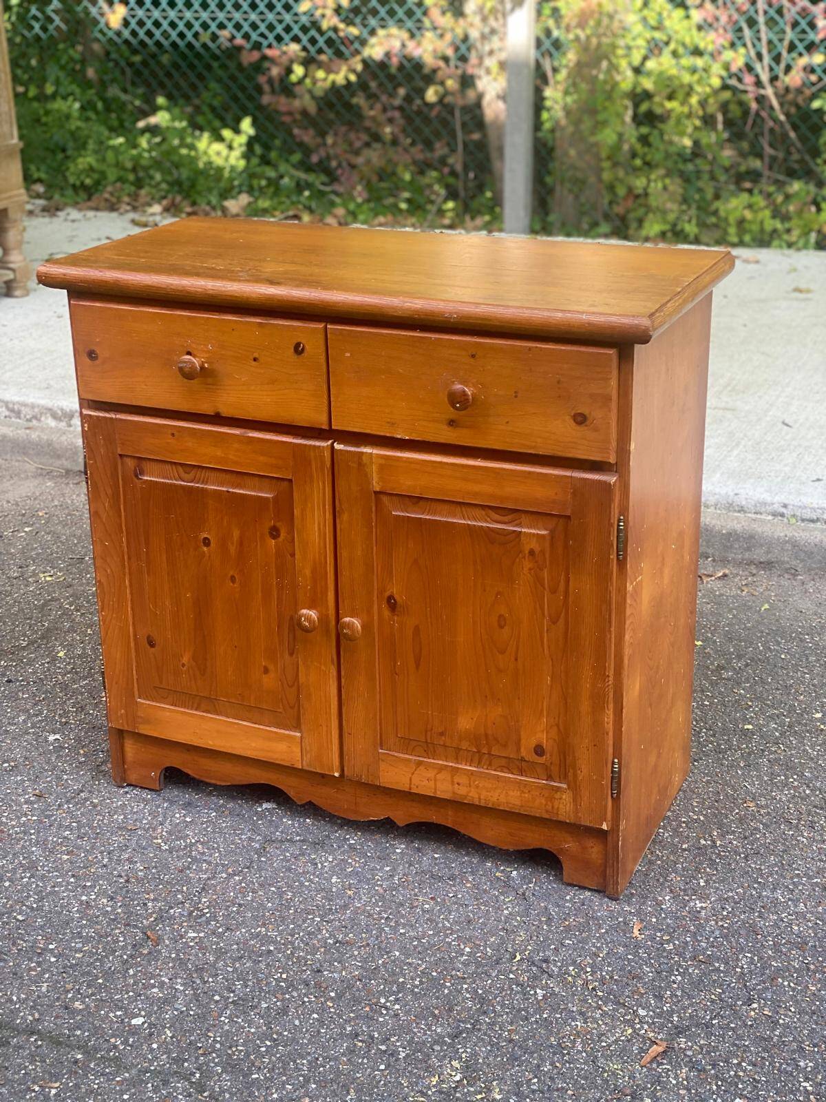 Commode buffet scandinave 2 portes et 2 tiroirs en bois massif pin 97cm