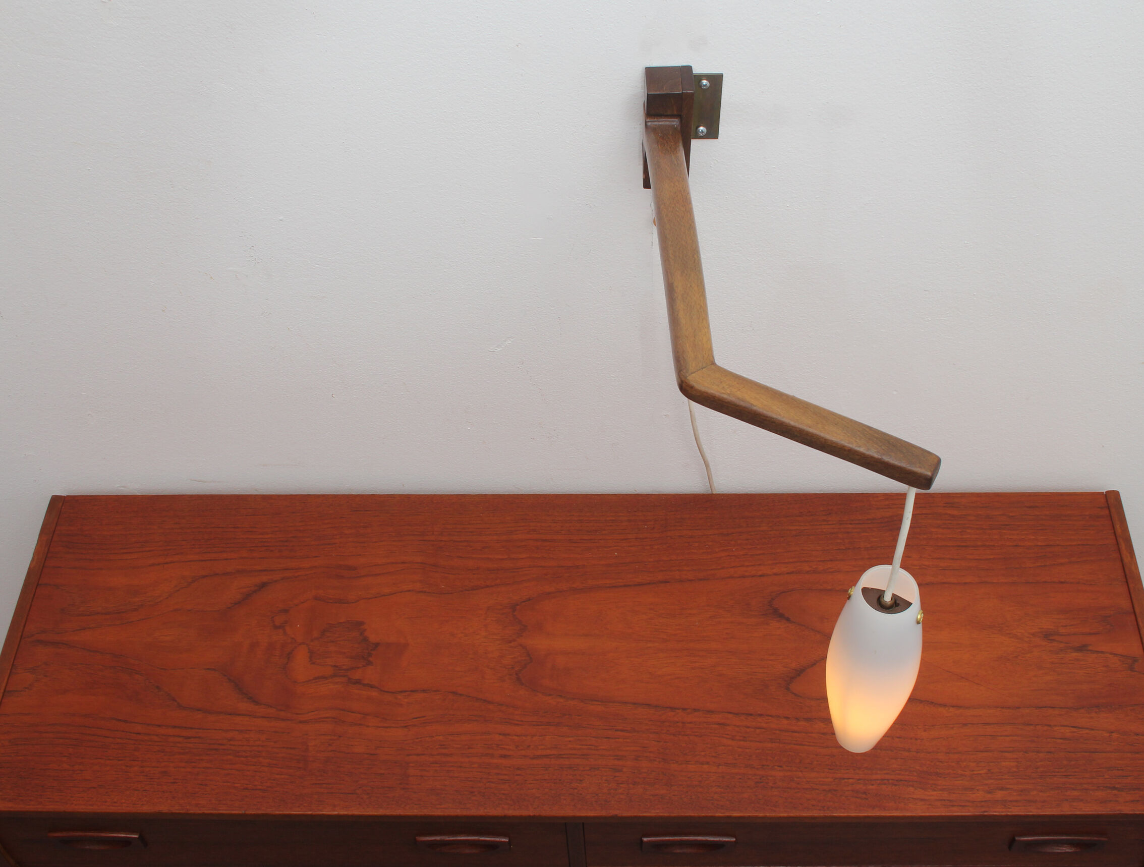 1960s boomerang wall lamp opaline glass