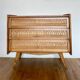 Vintage wooden and rattan chest of drawers