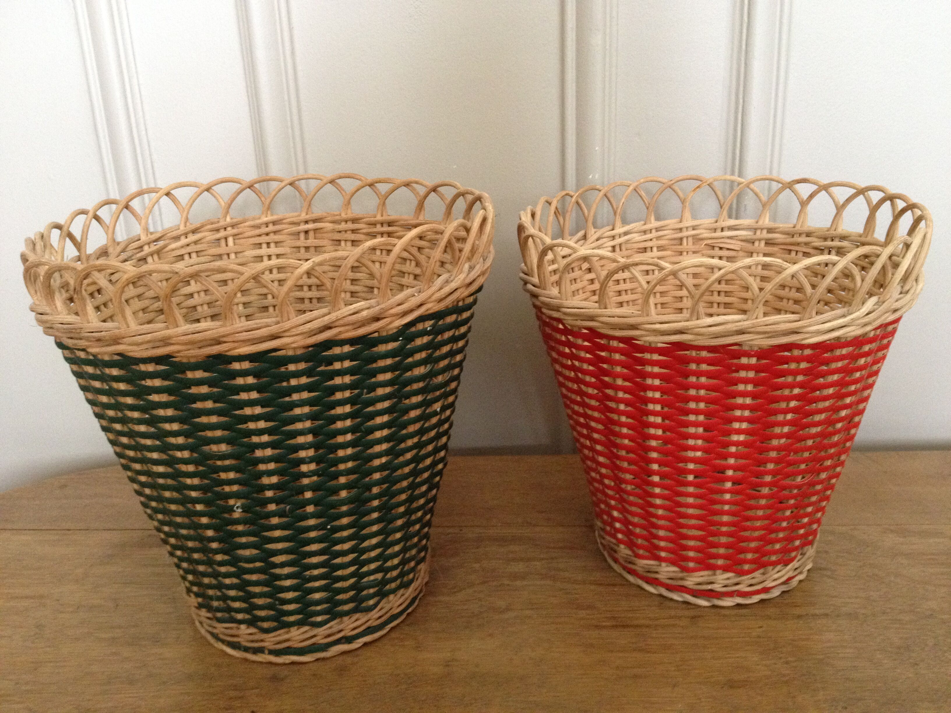 Braided rattan planters