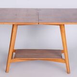 Restored Midcentury Beech Oak Folding Table, Revived Polish, Czechia, 1950s
