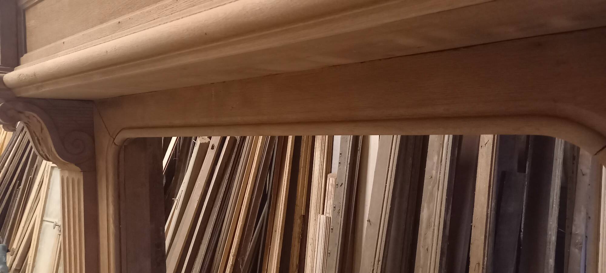 19th-century oak castle fireplace