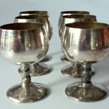 6 Art Deco wine or sherry glasses made of electro silver plated brass