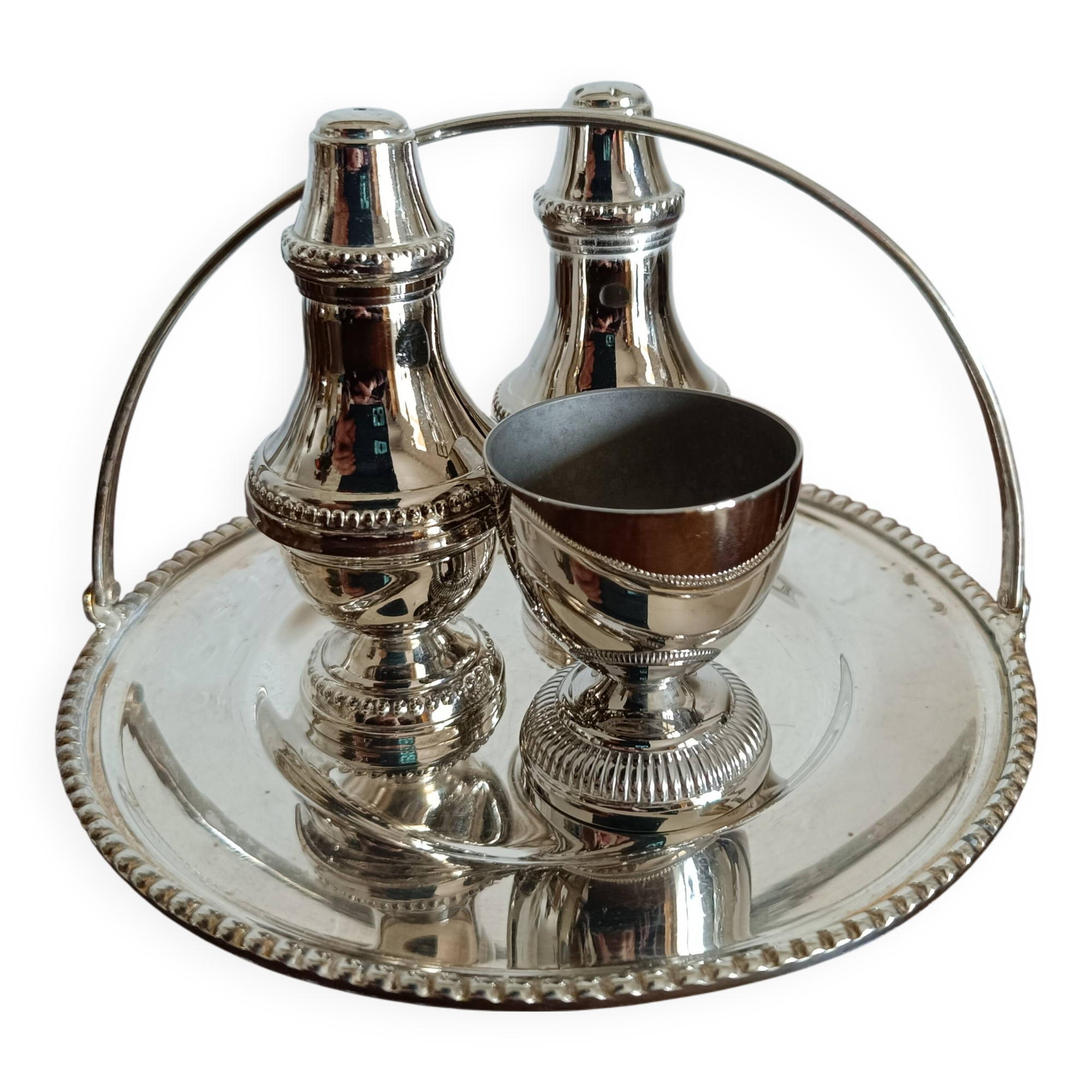 Silver-plated boiled egg set