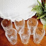 Set of 6 high crystal glasses with diamond tips