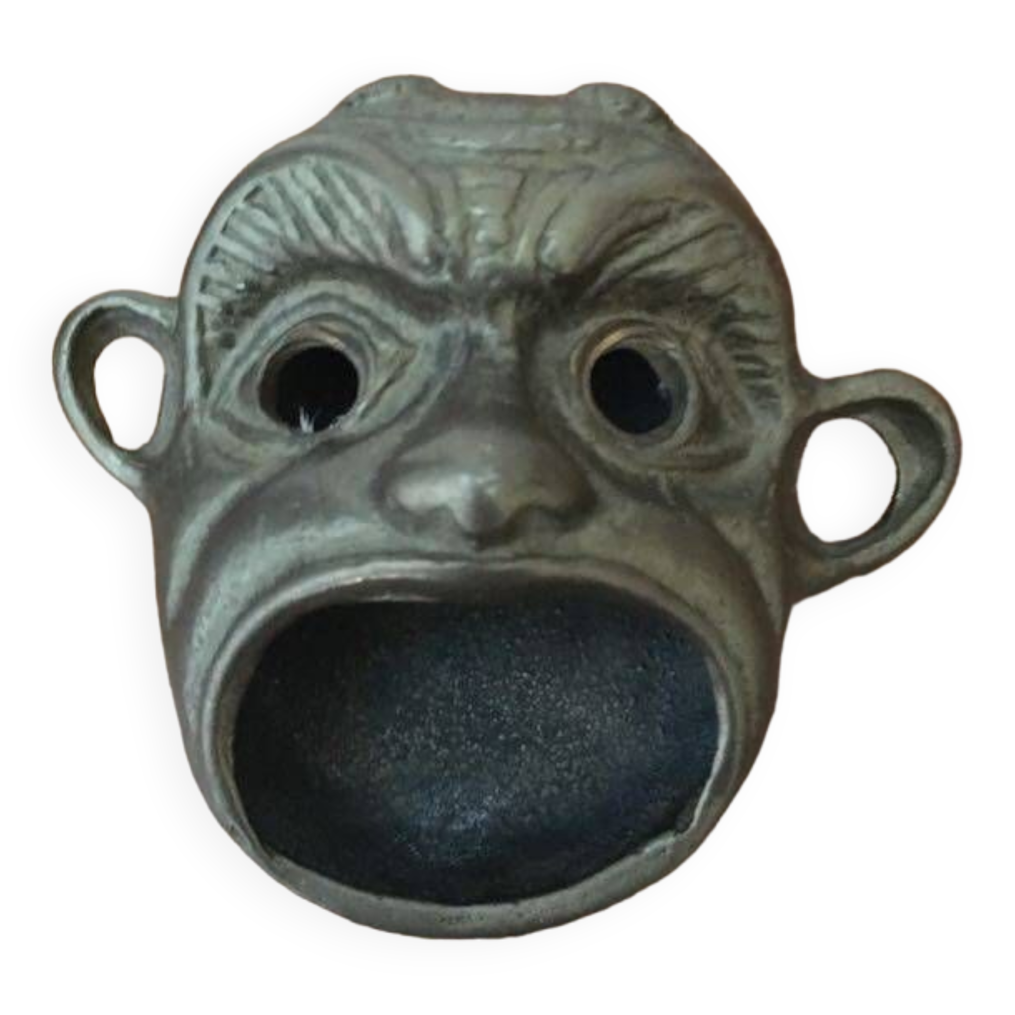 Antique bronze ashtray "Devil's Face"