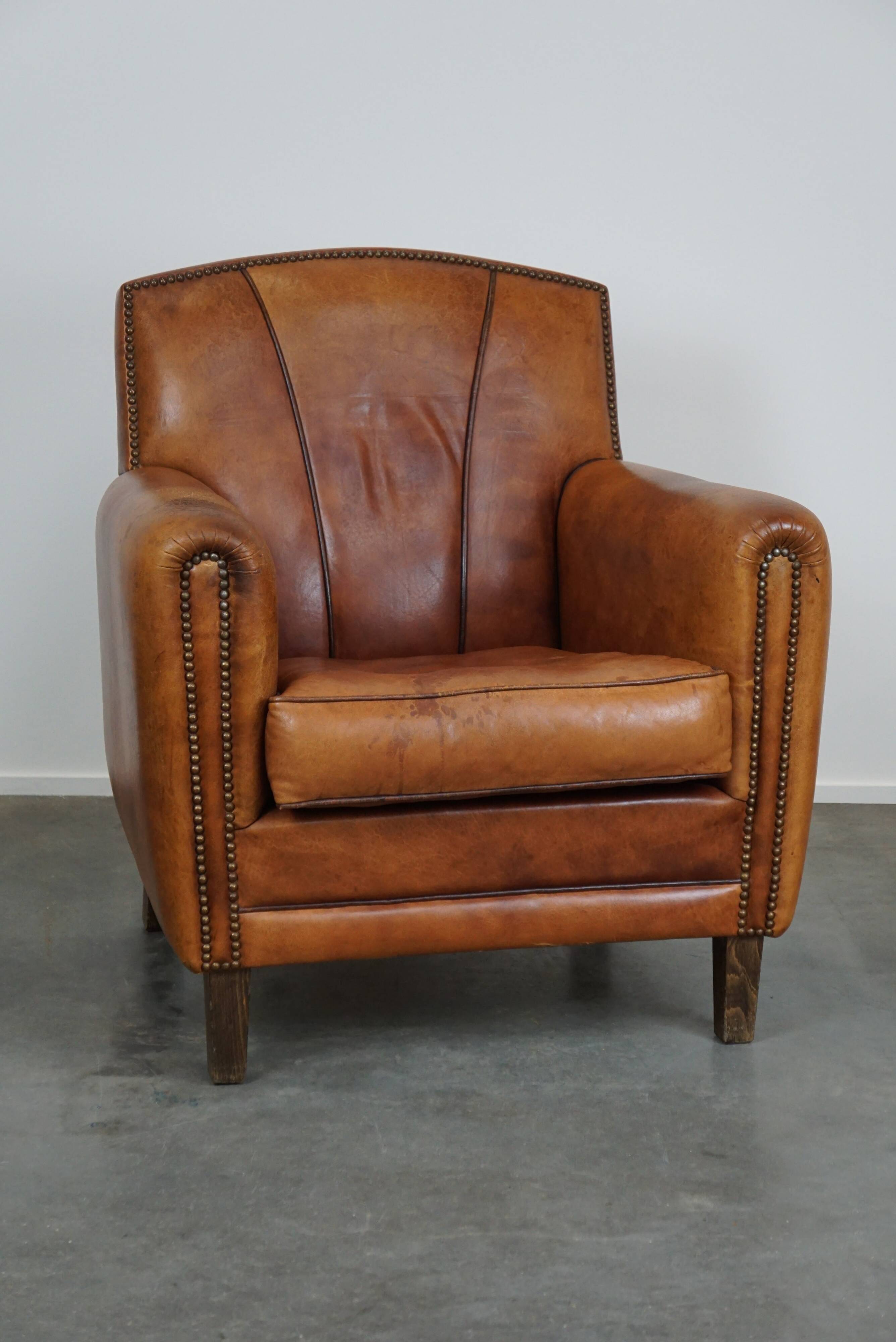 Sheepskin ArtDeco design armchair with a beautiful appearance