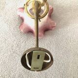 Pink glass paste tulip on brass wall light