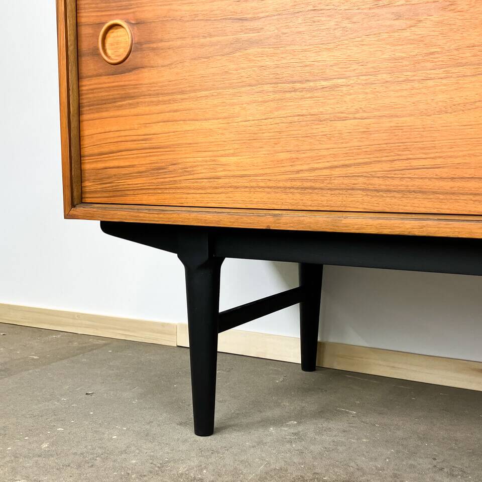Buffet by Lothar Wegner, walnut with a black top, vintage from the 1960s.