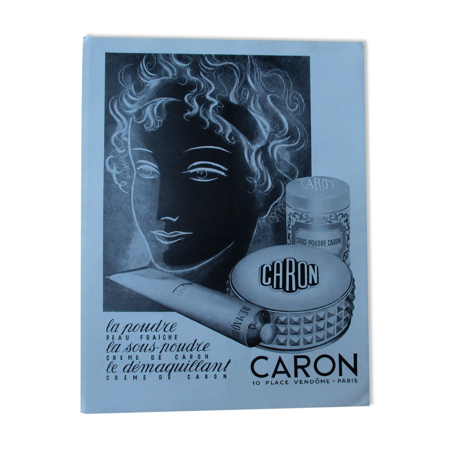 Old advertising Caron , perfumer, 50s