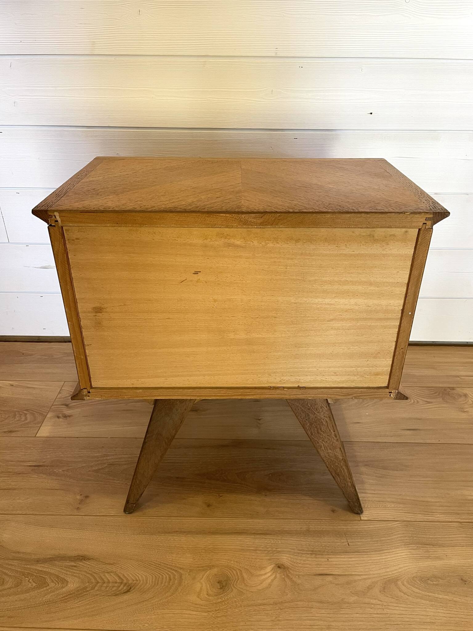 Vintage 1950s Nightstand – Compass Legs & Fluted Front