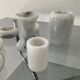Series of 6 vintage candle holders in white marble 70s
