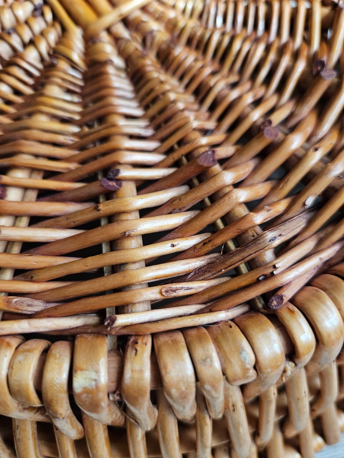 Wicker and rattan basket