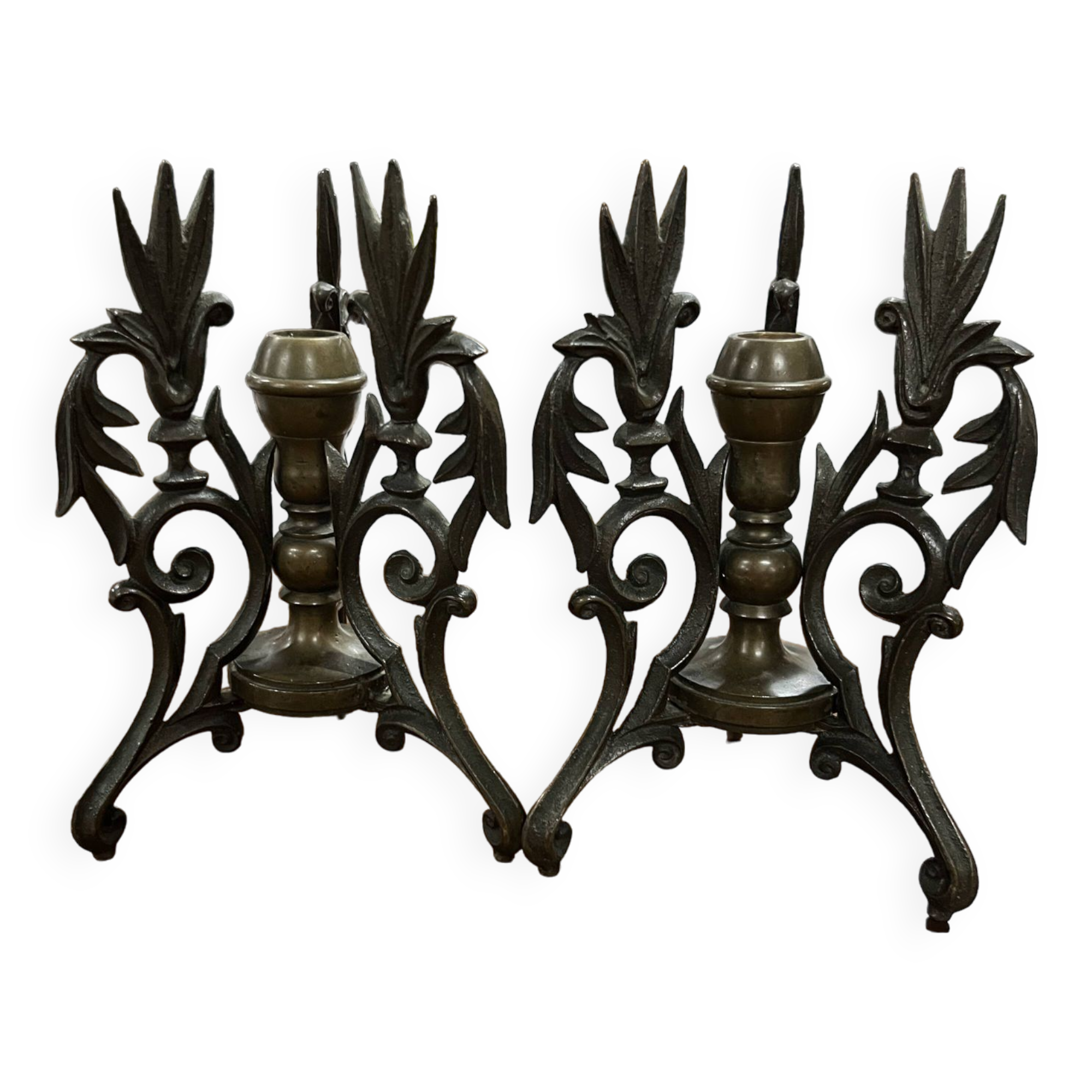 Pair of bronze candlesticks