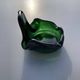 Sculptural ashtray in emerald green glass