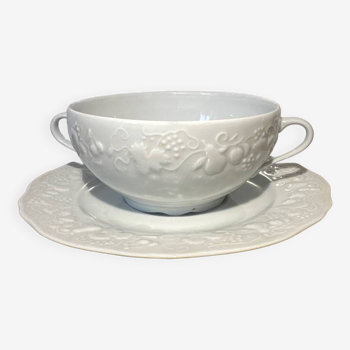 Consommé bowl and saucer in Limoges porcelain