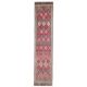 1970s vintage Turkish hand-knotted wool cotton pink runner rug 87x395
