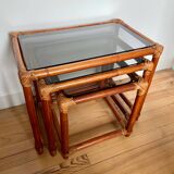 Bamboo and rattan nesting tables