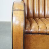 Art Deco design 2.5-seater sheep leather sofa