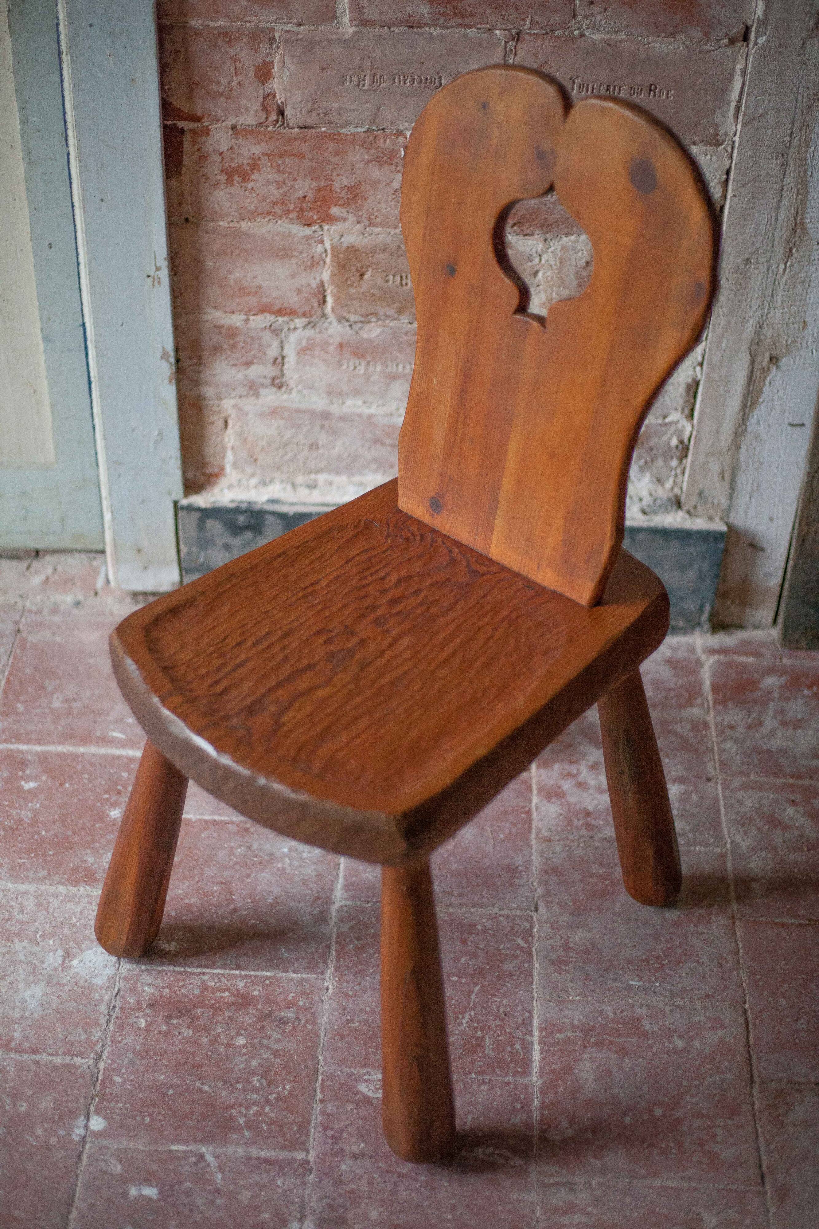 Vintage solid wood chair, brutalist chair, furniture, accent chair.