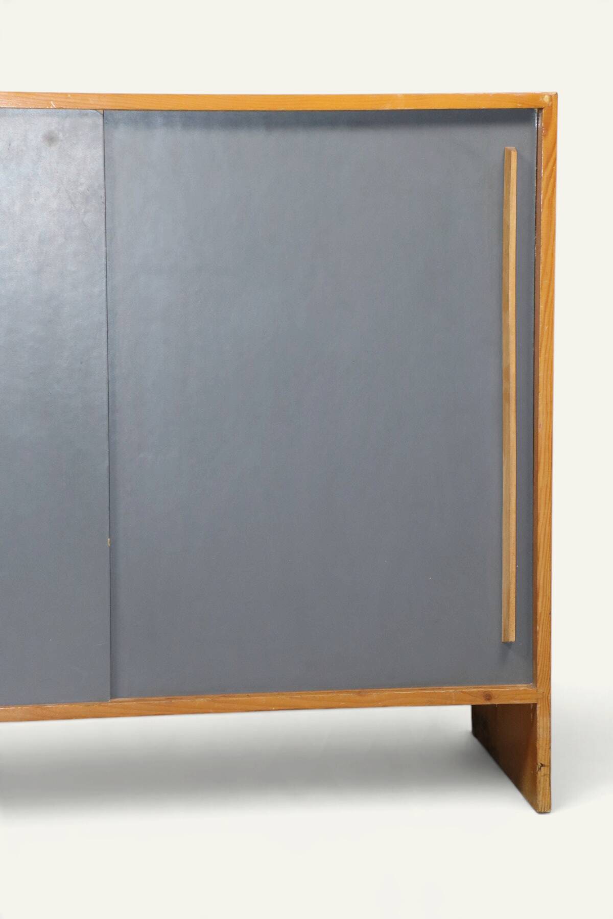 Vintage wooden sideboard with sliding doors – 1960s