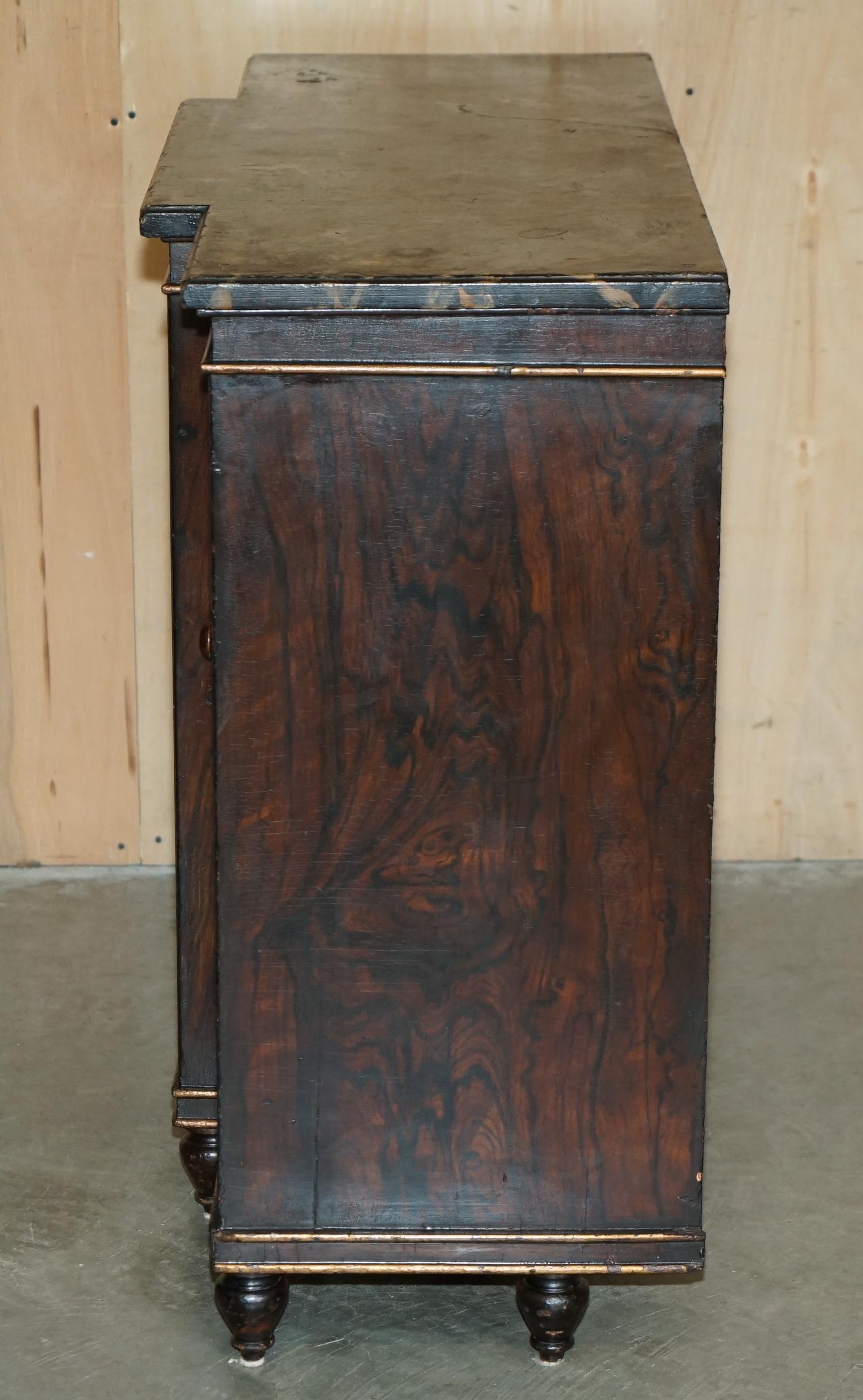 Regency 1810 library buffet in simulated hardwood with Chinese decoration.