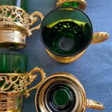 6 Moroccan style tea/coffee glasses with gold stand