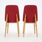 1960s set of 6 ash dining chairs, Czechoslovakia