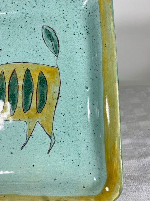 Small handmade glazed clay dish