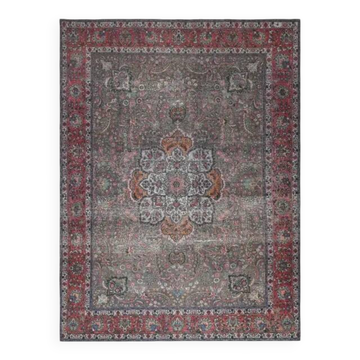 Tapis de sol vintage persan fait main en laine et coton des années 1970 292x400